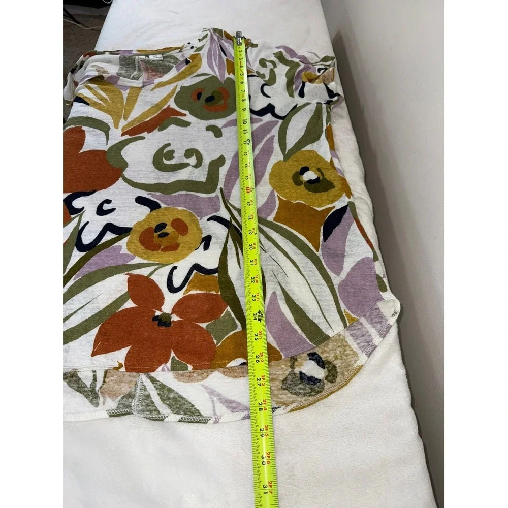 Rachel Zoe 100% Linen Top Women's 1X Floral Boho Coastal Cottagecore Artsy - Picture 6 of 7